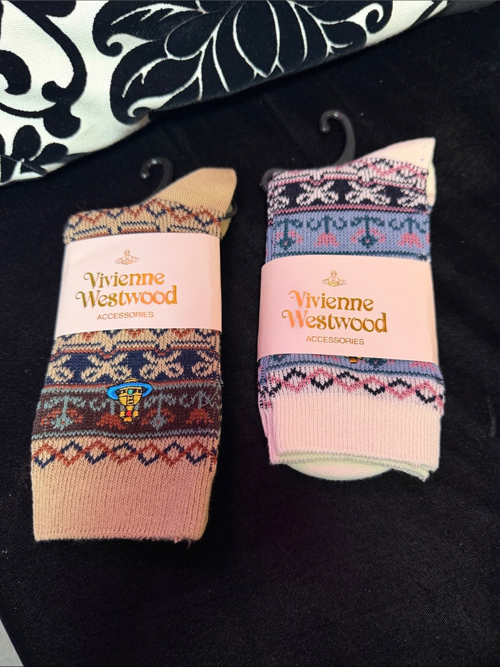 Vivienne Westwood Pink & Beige Fair Isle Pattern Socks - Set of 2